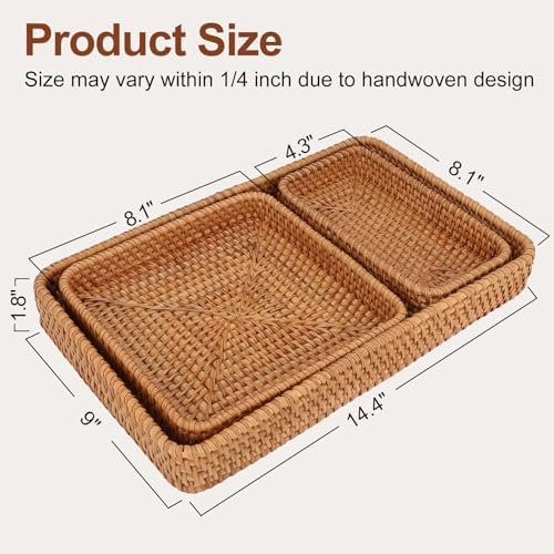 Rectangular Serving Tray for Home Decor,Decorative Serving Baskets for