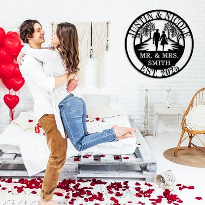 Personalized Couple Metal Sign, Custom Wedding or Anniversary Sign