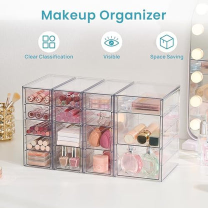 Vtopmart 4 Set Acrylic Desk Organizer with 16 Drawers for Office