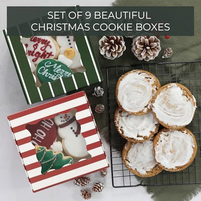 ZICOTO Beautiful Christmas Cookie Boxes Set Of 9 - Cute Containers to