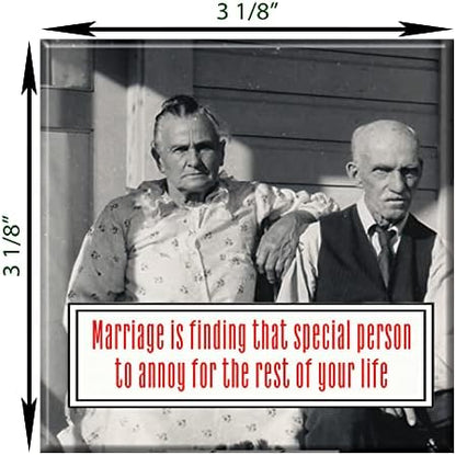 Funny Wedding Refrigerator Magnet - Humor Anniversary Large 3" x 3"