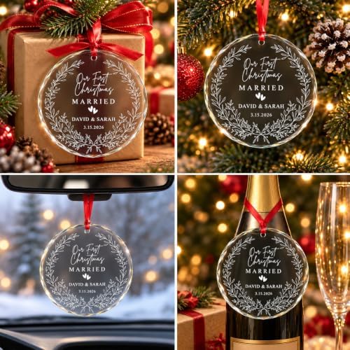 Personalized Our First Christmas Married Crystal Ornament - 2026