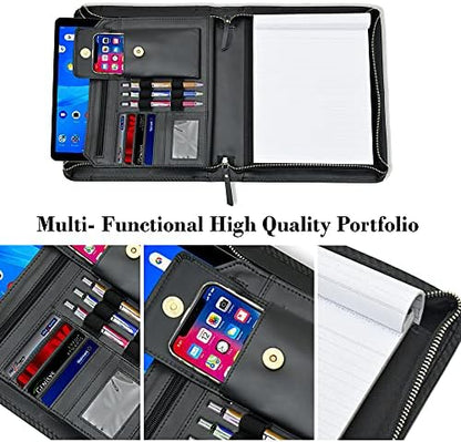 Leather Business Portfolio Padfolio Document Organizer with Writing