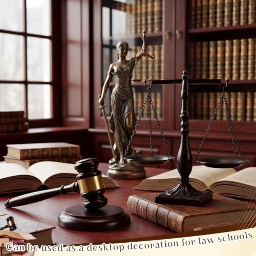 Tallew Vintage Justice Libra, Wooden Gavel with Sound Block, Black