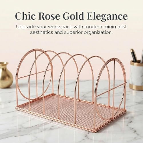 File Sorter Organizer, 5 Section Magazine Holder Rack, Desktop Round
