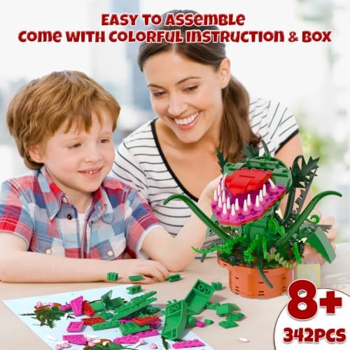 Flower Plant Botanical Building Set, Flowers with Openable Mouth Toy