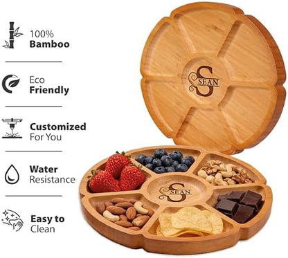Custom Engraved Bamboo 11" Serving Tray – Personalized 7-Divided