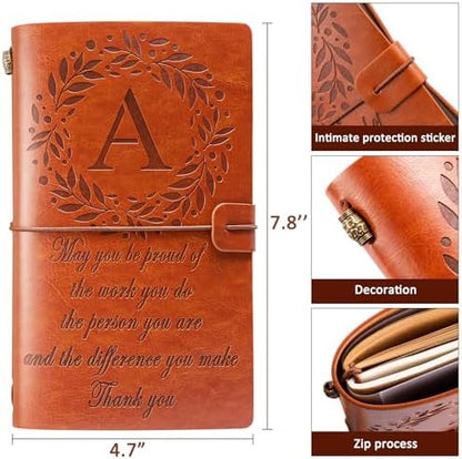 Thank You Gifts Monogrammed Initial Leather Journal Make a Difference