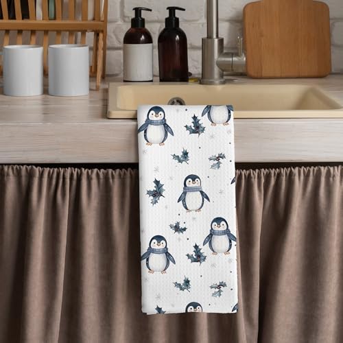 Winter Penguin Kitchen Towels Penguin Christmas Dish Towels, Winter