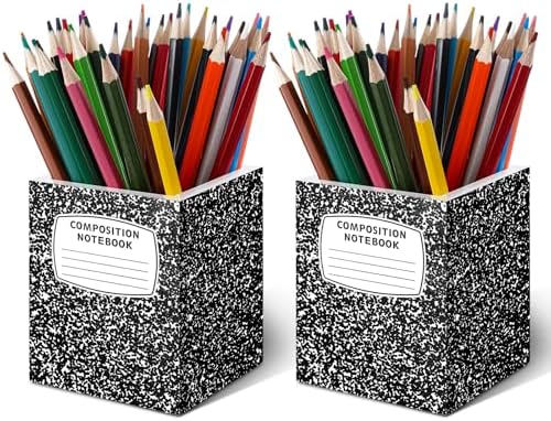 DERTE 2 Pcs Teacher Pencil Holder Wood Pencil Dispenser