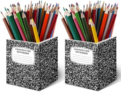 DERTE 2 Pcs Teacher Pencil Holder Wood Pencil Dispenser