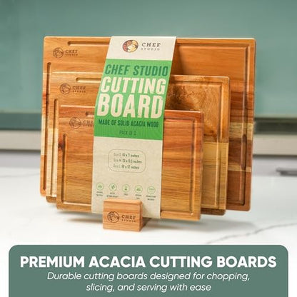 Acacia Wood Cutting Board (Set of 3) – Wooden Cutting Boards for