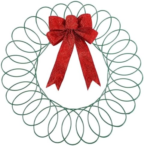 Fullhawl Christmas Card Holder Spiral Metal Wreath with Red Bow