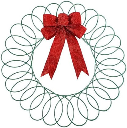Fullhawl Christmas Card Holder Spiral Metal Wreath with Red Bow