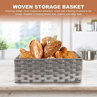Cabilock Imitation Rattan Storage Basket End Table Decor Tabletop