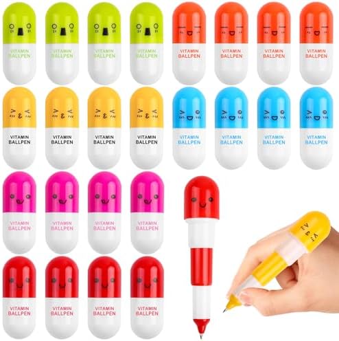 Novelty Nurse Pharmacy Pill Pens - Retractable Vitamin Capsule Pens