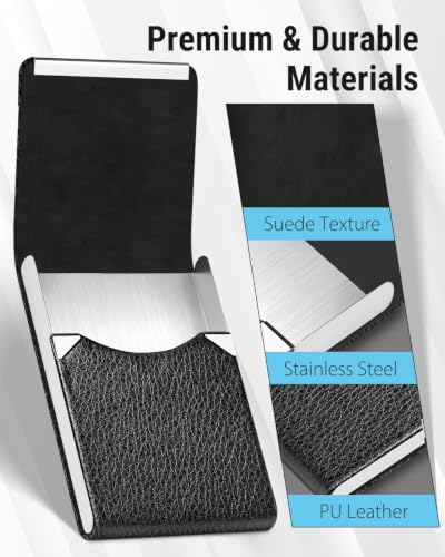 MaxGear Business Card Holder, PU Leather Business Card Case, Black