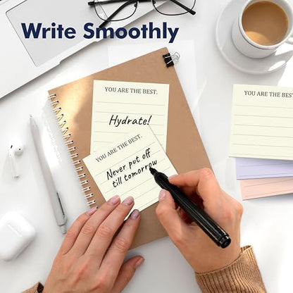18 PCS Inspirational Sticky Notes with Lines, Adhesive Note Pads