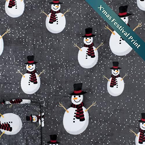 PAVILIA Christmas Snowman Throw Blanket, Grey Winter Fleece, 50x60