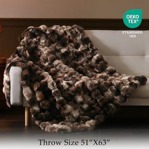 BENVWE Fluffy Faux Fur Throw Blanket for Couch, Soft Plush Thick Cozy