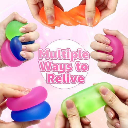 6 Pack Stress Balls Set,Stretchy Fidget Toys for Anxiety Relief,Hand