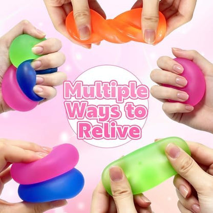 6 Pack Stress Balls Set,Stretchy Fidget Toys for Anxiety Relief,Hand