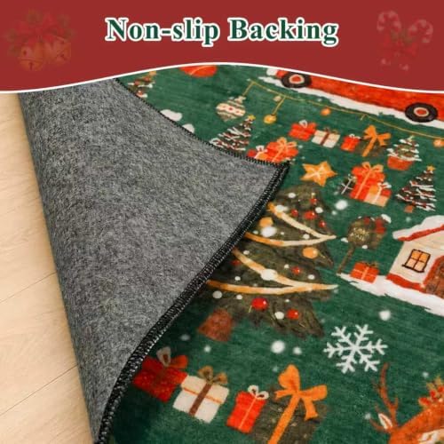 Christmas 2x3 Entryway Area Rug - Non Slip Washable Winter Green