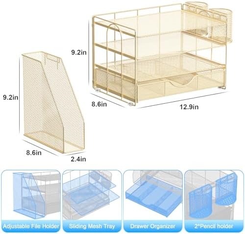 gianotter Desk Organizers and Accessories with File Holder, 4-Tier