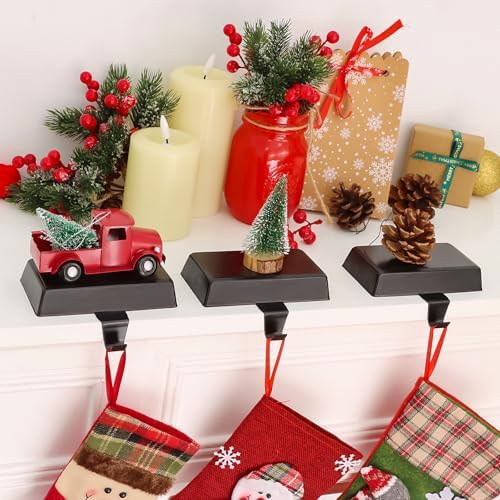 Hxezoc 3 Pack Black Christmas Stocking Holders, Metal Mantel Stocking