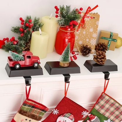Hxezoc 3 Pack Black Christmas Stocking Holders, Metal Mantel Stocking