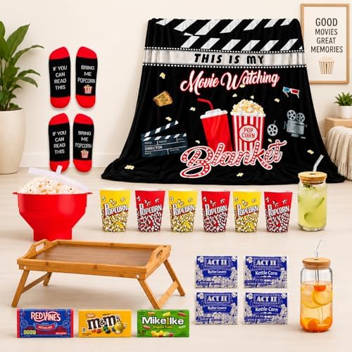 Ultimate Movie Night Gift Basket, HOUSEWARMING for couples, Variety