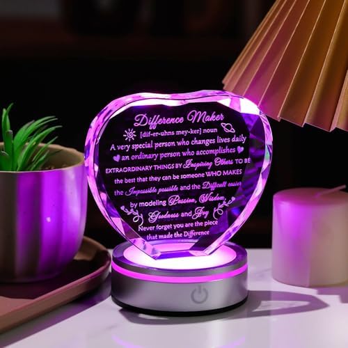 Difference Maker Crystal Plaque with LED Base - Unique Appreciation