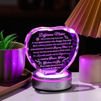 Difference Maker Crystal Plaque with LED Base - Unique Appreciation