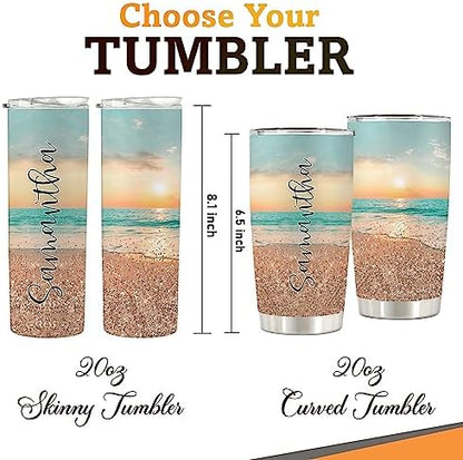 Personalized Summer Beach Vacation 20oz Stainless Steel Tumbler