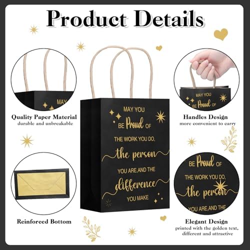 Gueevin 40 Thank You Employee Gift Bags,Appreciation,Black