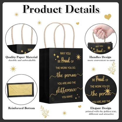 Gueevin 40 Thank You Employee Gift Bags,Appreciation,Black