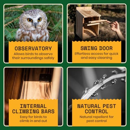 WildYard Barn Owl Nesting Box - Large, Cedar, Preassembled, Easy-Hang