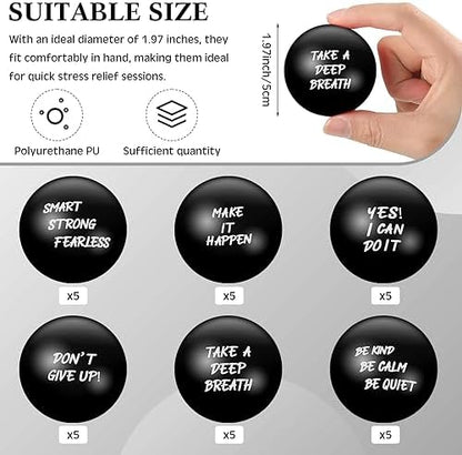 Yeaqee 30 Set Motivational Balls Bulk for Adults Relief Gifts, Black
