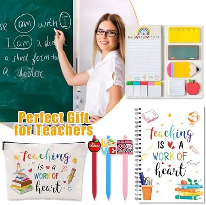 6 Pcs Teacher Appreciation Gifts Pens Sticky Notes A5 Spiral Notebooks