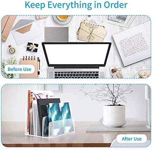 Clear Acrylic File Organizer, 4 Sections Acrylic File Holder Sorter