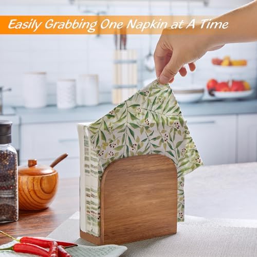 ALELION Acacia Wood Napkin Holder for Table, Wooden Upright Napkin