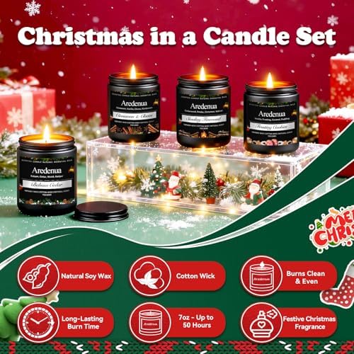 Christmas Candles Set, 4 Pack Winter Candle for Home Scented, 28 oz