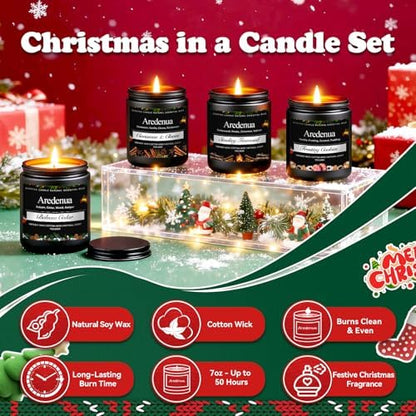Christmas Candles Set, 4 Pack Winter Candle for Home Scented, 28 oz