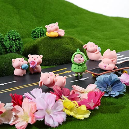 Leitee 19 Pcs Tiny Pig Figurines Set Pig Cake Topper Decor,Classic