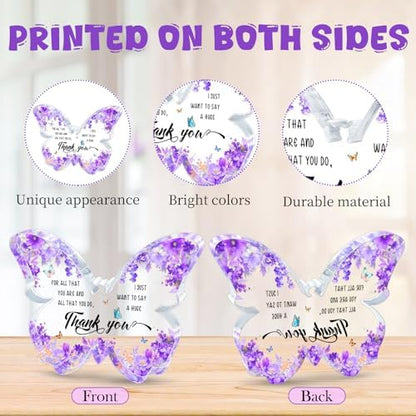 Thank You Gifts for Women, Purple Butterfly Acrylic Desk Decor