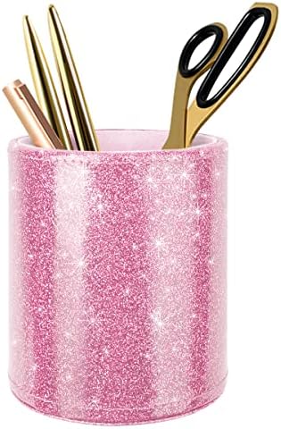 Glitter Pen Holder for Desk, Cute Pencil Cup Pink for Women Girls