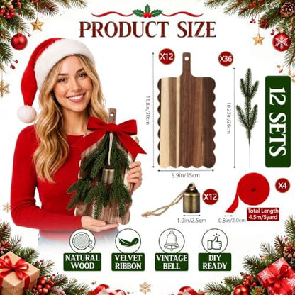 12 Set Christmas Cutting Board Gifts Bulk,Scalloped Rectangular
