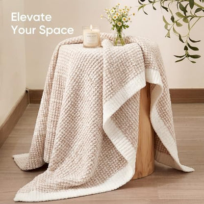 Snuggle Sac Cream Waffle Throw Blanket for Couch Bed Sofa 50x60