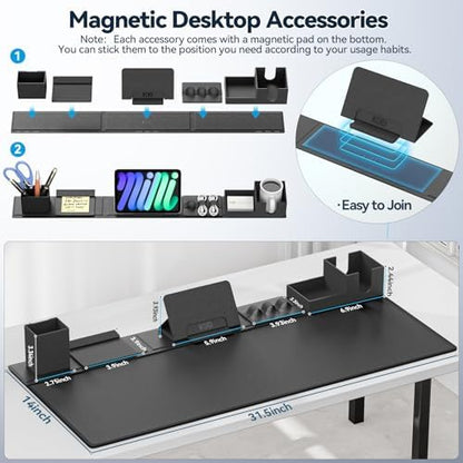 KDD Desk Pad Mat Set, 6 in 1 Mouse Mat with Magnetic Desktop Storage
