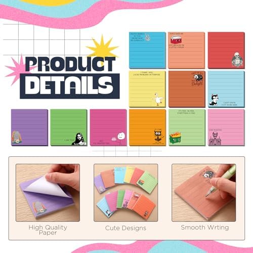 Colarr 12 Sets Funny Desk Accessories, 12 Pads Sarcastic Sticky Notes
